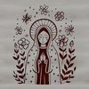 Intricate Floral Pattern SVG Art A regal figure of the Virgin Mary is adorned with intricate floral patterns and ornate details.