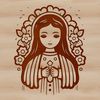Virgin Mary SVG Illustration A digital illustration of the Virgin Mary in an ornate setting with floral patterns.