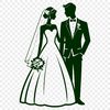 Love Story SVG Design A stylized illustration of a happy couple exchanging vows on their special day, ideal for wedding invitations or decorations.