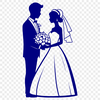 Romantic Wedding Scene SVG Illustration A vector illustration of a couple exchanging vows in a romantic setting, suitable for various digital applications.
