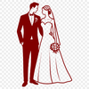 Elegant Wedding Scene Illustration A stylized illustration of a couple exchanging vows on their wedding day.