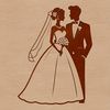 Elegant Bride and Groom Illustration A vector illustration of a bride and groom in a romantic setting, designed for digital use.