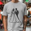 Stylized Wedding Illustration A stylized illustration of a couple exchanging vows on their wedding day, created using vector art.