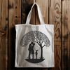 Embracing Hearts Tree Design An iconic vector design featuring a romantic tree with embracing figures, ideal for valentine's day or wedding decorations.