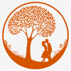 Intertwined Hearts Tree Silhouette Illustration of a couple embracing under a tree with intertwined branches, symbolizing love and connection.