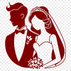 Vector Love Story Artwork A vector illustration of a happy couple exchanging vows at their wedding.