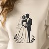 Lovely Wedding Scene Illustration A detailed illustration of a couple exchanging vows on their wedding day.