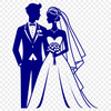 Beautiful Wedding Couple Clip Art Wedding couple standing together in front of floral arrangements, suitable for vector design and cutting machine projects.