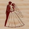 Beautiful Bride and Groom Vector Art Illustrative vector artwork of a bride and groom at their wedding.
