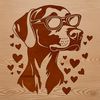 Happy Weimaraner Clip Art A vector illustration of a happy Weimaraner dog with loving heart symbols surrounding its face.
