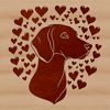 Sweet Weimaraner Breed Vector Art A high-quality vector illustration of a Weimaraner dog breed with love hearts integrated into its design.