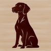 Weimaraner Dog Silhouette A Weimaraner dog sitting on a surface with its head held high.