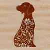 Cute Weimaraner Illustration Illustrated Weimaraner breed dog sitting in front of floral pattern.