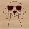 A medium-sized weimaraner breed dog wearing trendy sunglasses on its head in a vector format.