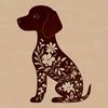 Weimaraner in Blooms A sitting Weimaraner breed dog in a floral setting, suitable for graphic design projects.