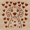 Weimaraner Dog Breed Illustration with Love Hearts A high-quality vector illustration of a Weimaraner dog breed in a fun design with heart elements.