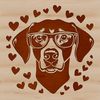 Weimaraner Love A vector illustration of a Weimaraner dog breed with heart symbols integrated into the design.