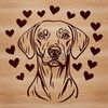 Cute Weimaraner Dog Illustration A Weimaraner dog with love hearts and playful expression.