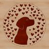Weimaraner Dog Portrait with Love Hearts A close-up illustration of a Weimaraner dog's head with heart details in its fur.