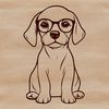 Weimaraner Portrait Vector Art A breed of dog sitting on its hind legs, wearing glasses.