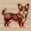 Welsh Corgi Breed SVG Clip Art A stylized illustration of a standing Welsh Corgi breed dog.