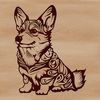 Royal Companion Cartoon A cartoon representation of a Welsh Corgi breed dog sitting in an ornate setting.