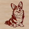 A sitting Welsh corgi breed dog silhouette in vector format.