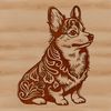 Beautiful Welsh Corgi SVG Graphics A stylized illustration of a seated Welsh Corgi, suitable for vector graphics design.