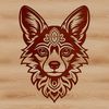 Welsh Corgi Head Illustration A small-sized, stylized illustration of a Welsh Corgi's head with ornate features.