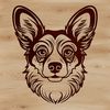 Beautiful Welsh Breed Clip Art Image A detailed illustration of a Welsh Corgi's head, suitable for digital crafting and vector design.