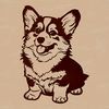An SVG design of a seated Welsh Corgi animal as clip art.