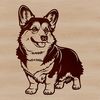 A cartoon-style illustration of a standing Welsh Corgi dog breed.