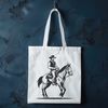 Rugged Western Rodeo Rider A western-style cowboy standing on a horse, illustrated in vector format.