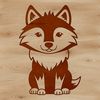 Wild Animal Illustration - Wolf Sitting A wolf sitting in a natural environment.