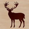 Simplified Deer Silhouette for Digital Design A simplified outline of a deer in a neutral color, suitable for digital editing and design projects.