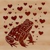Love-struck Toad SVG Illustration A digital illustration of a toad surrounded by love hearts, suitable for vector design and cutting machine applications.