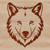 Fierce Wolf Portrait SVG Design An SVG vector graphic design of a wolf's face with expressive eyes and a fierce expression.