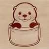 An illustration of a small mammal with a round body, short legs, and a distinctive otter face.