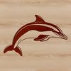 An aquatic mammal swimming underwater depicted in a simple vector design style.