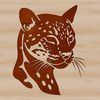 Close-Up Ocelot Silhouette A close-up of an ocelot's head with distinctive markings and whiskers.