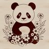 Wild Panda Outline Graphic An outline vector graphic design of a panda, suitable for digital cutting machines or laser engraving tools.
