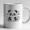Free Vector Panda Design for Personal Use A simple illustration of a black and white panda in a natural environment.