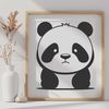 Neutral Background Panda Clip Art A simple illustration of a black and white panda in a neutral background, suitable for various applications.