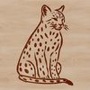 Whimsical Wildlife Portrait A wild animal, specifically a large cat species known as an Ocelot, depicted in a sitting position.