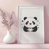 Panda with Heartfelt Face Close-up illustration of a wild panda bear with heart symbols surrounding its face.