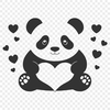Adorable Panda Bear SVG Clip Art A cute panda bear with heart-shaped markings on its fur.