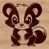 Wildlife Illustration: Striped Skunk in Natural Habitat A skunk with black and white striped fur, standing on its hind legs in a natural setting.