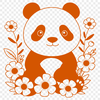Floral Panda Bear Design A stylized illustration of a panda bear in a floral setting.