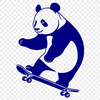 Vector Stylized Panda Bear with Board Art A stylized illustration of a panda bear sitting on a skateboard, designed as a vector graphic.