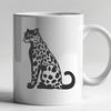 Ocelot Silhouette in Vector Art A wild ocelot sitting on its haunches, depicted in vector art style.